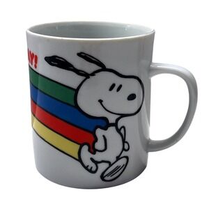Snoopy Peanuts Schulz Coffee Mug This Has Been a Happy Day! Rainbow Vintage 1958
